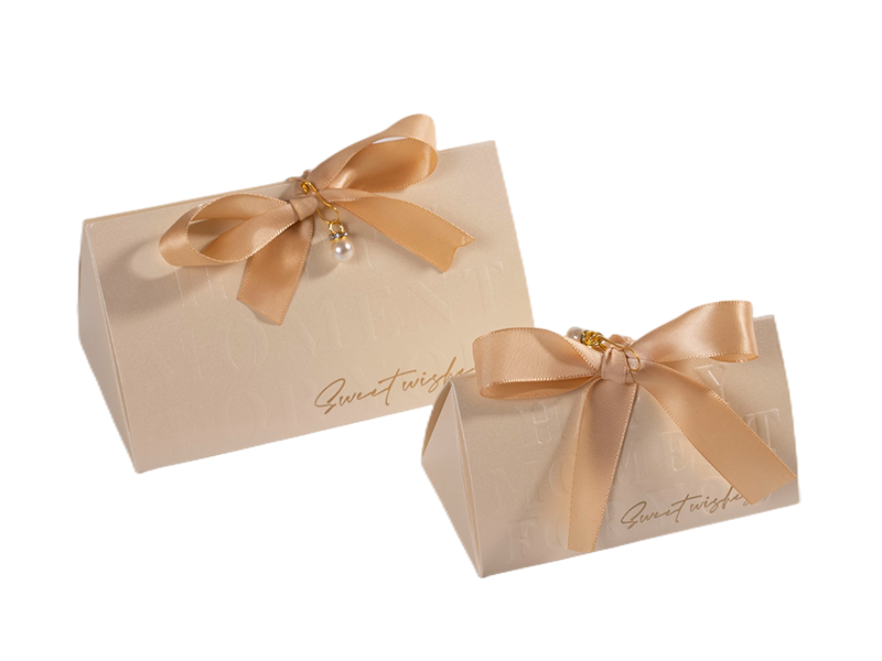 Printed Folding Box made by soft card paper with ribbon bow
